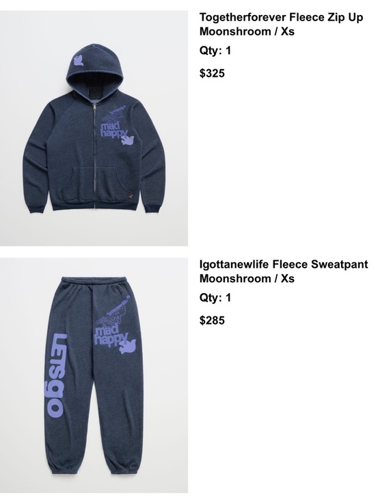 Madhappy Other - Madhappy Moonshroom Navy Fleece Zip Hoodie & Sweatpants Set